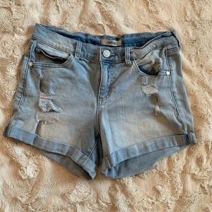 Distressed jean shorts